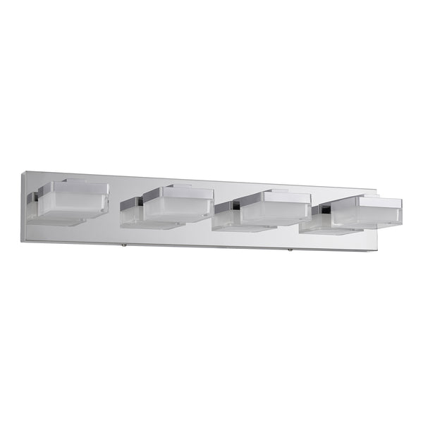 English Elm Modern Chrome Led Vanity Light - 4-Light Wall Sconce For Effortless Grooming & Stylish Decor W2312P374910