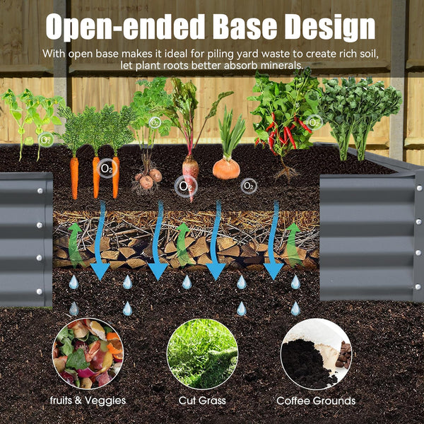 English Elm 6x3x1ft Galvanized Raised Garden Bed — Heavy-Duty Rust-Resistant Steel Planter with Open Base, Safe Edges and Support Rods for Effortless Vegetable, Flower & Herb Gardening Gray W1859P197881