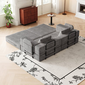 English Elm 72.4 Inch Corduroy Convertible Floor Sofa Bed with Storage Pockets for Any Room W3505P355571