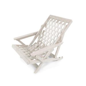 English Elm Pinecrest Outdoor Folding Lounge Chair Recycled Hdpe Reclining Patio Seat with Cushion Ivory B2745P409696