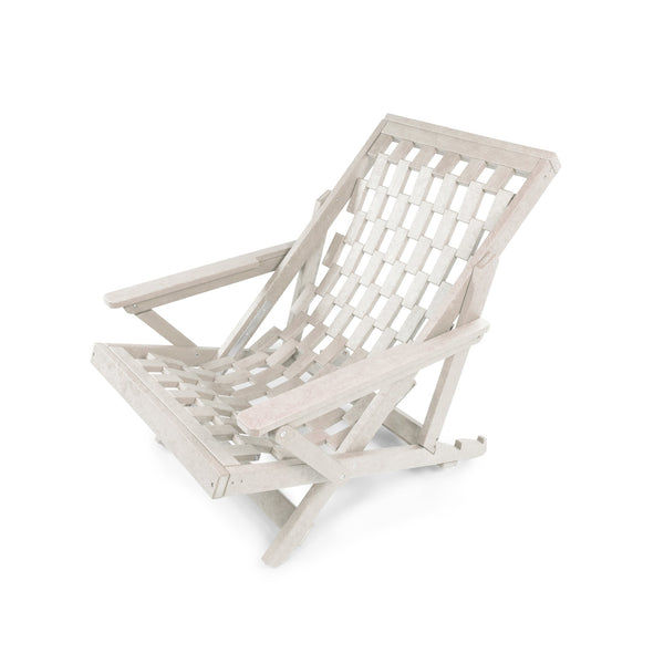 English Elm Pinecrest Outdoor Folding Lounge Chair Recycled Hdpe Reclining Patio Seat with Cushion Ivory B2745P409696
