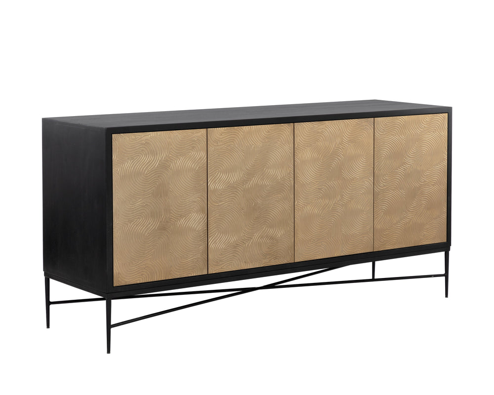 Sunpan Algarve Sideboard - Mid-Century Modern Design with Solid Mango Wood and Unique Artisan Craftsmanship Black / Champagne Gold