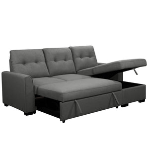 English Elm Living L-Shaped Sleeper Sofa Lounger with Storage Chaise, Convertible Sectional Bed, Durable Frame Grey 52 L x 35 W x 23 H B2741S00005