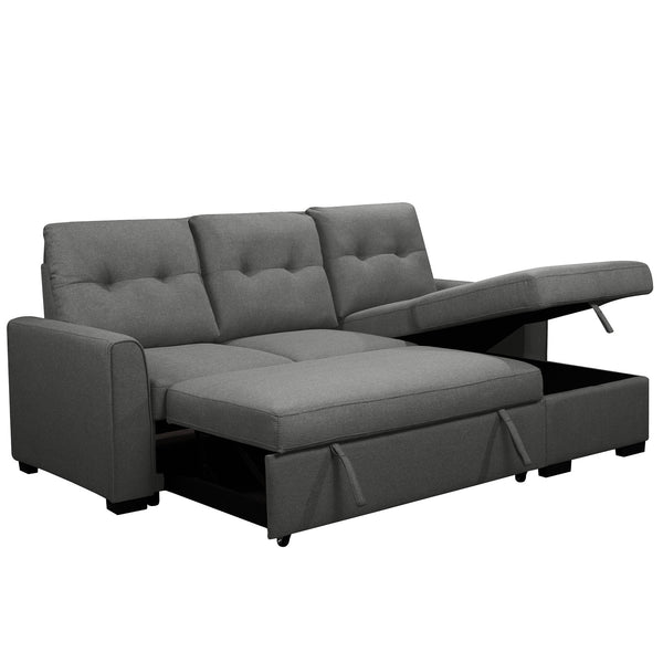 English Elm Living L-Shaped Sleeper Sofa Lounger with Storage Chaise, Convertible Sectional Bed, Durable Frame Grey 52 L x 35 W x 23 H B2741S00005