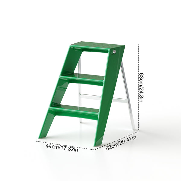 English Elm Home Foldable Ladder Frame multi-use ABS+Steel stool side table bookshelf anti-slip compact stand Olive Green W3318P308257