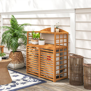 English Elm Outsunny Fir Wood Ac Enclosure Outdoor Privacy Screen with Plant Shelves Patio W2225P485608