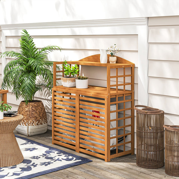 English Elm Outsunny Fir Wood Ac Enclosure Outdoor Privacy Screen with Plant Shelves Patio W2225P485608