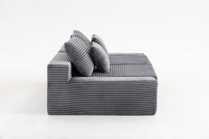 English Elm Double Cloud Plush Chaise Lounge Sofa Bed with Deep Seat, No Assembly, Ultra-Soft Corduroy Comfort Gray W794S00006