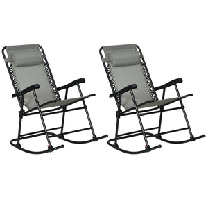 English Elm Outsunny 2-Piece Portable Folding Rocking Chair Set With Headrests For Patio, Deck, And Backyard Fun W2225P200467-GIGA
