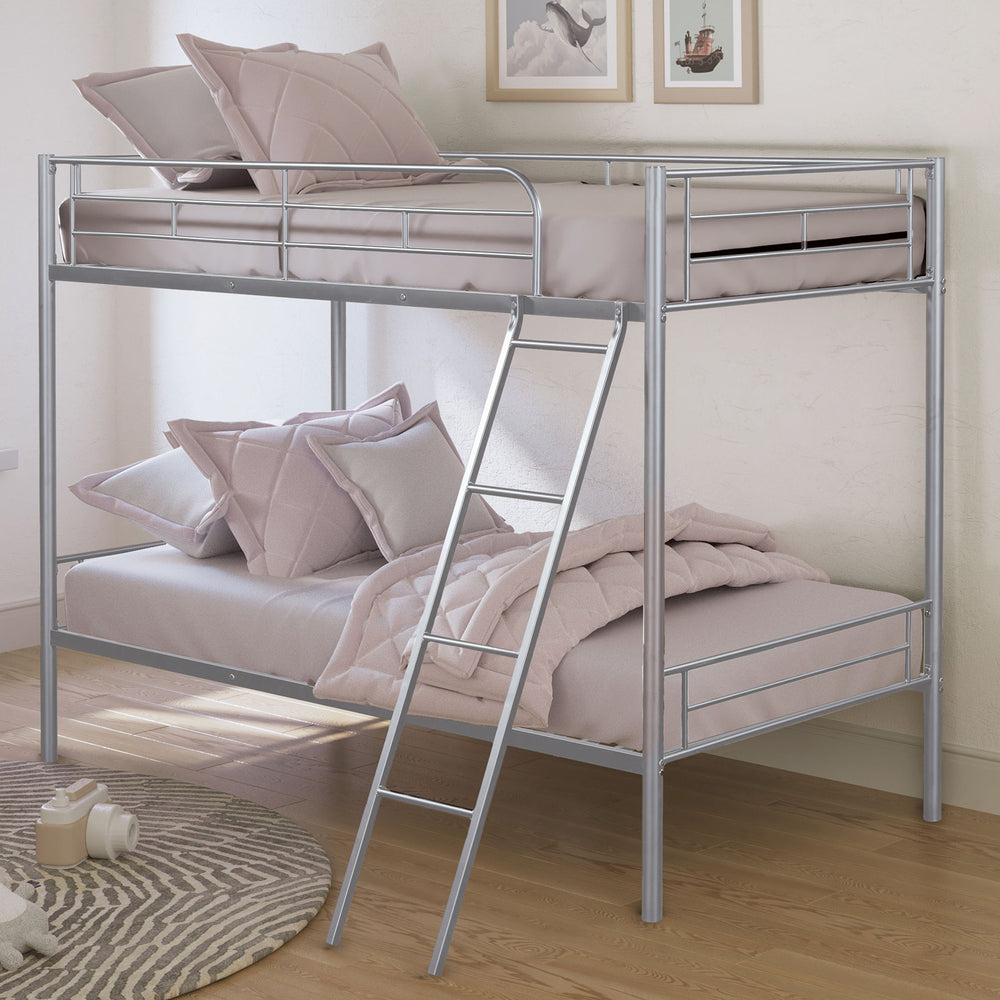 English Elm Contemporary Twin-over-Full Bunk Bed with Sturdy Metal Frame, Two-Tone Finish, Space-Saving Design Silver 15 L x 80 W x 7 H B2741P347318