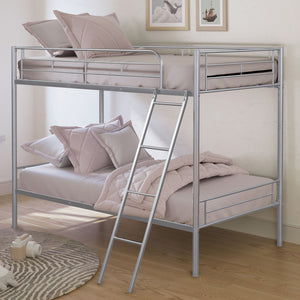 English Elm Contemporary Twin-over-Full Bunk Bed with Sturdy Metal Frame, Two-Tone Finish, Space-Saving Design Silver 15 L x 80 W x 7 H B2741P347318