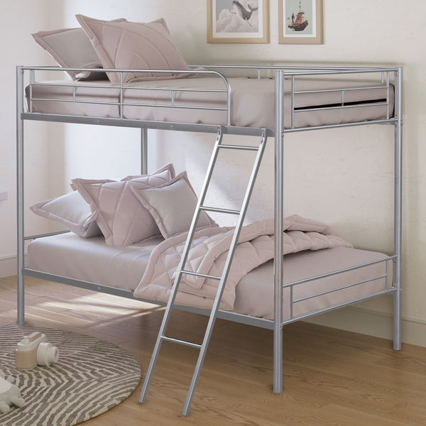 English Elm Contemporary Twin-over-Full Bunk Bed with Sturdy Metal Frame, Two-Tone Finish, Space-Saving Design Silver 15 L x 80 W x 7 H B2741P347318