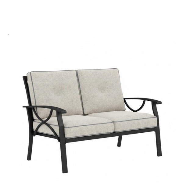 English Elm 48" Outdoor Steel Loveseat with Curved Arms Foam Cushions Patio Balcony Seating B082P455148