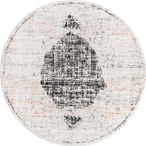 Unique Loom Aramis Selif Machine Made Tribal Rug Ivory, Black/Light Blue/Rust Red/Orange 7' 1" x 7' 1"