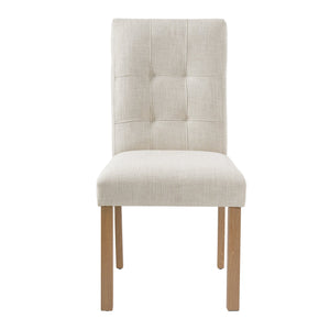 English Elm Wooden Modern Dining Chairs Set of 4 with Upholstered Beige Fabric, Rubber Wood Legs, 250lb Capacity Natural+Beige N752P300578N