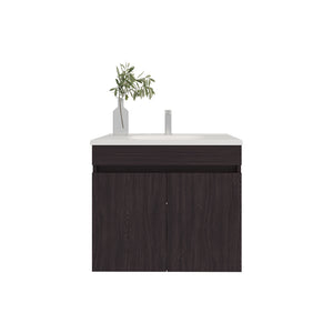 English Elm FM Modern Floating Bathroom Vanity with Integrated Sink and Soft-Close Door for Sleek Storage Wenge 29 L x 23 W x 13 H B128P293884