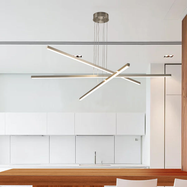 English Elm 48" Geometric Three Arm Led Chandelier Aluminum Acrylic Shade Dining Living Room W2312P415987