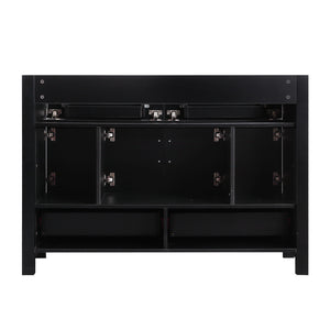 English Elm 48" Matte Black Bathroom Vanity with Ceramic Basin 4 Soft Close Doors and Drawers W3133P281660