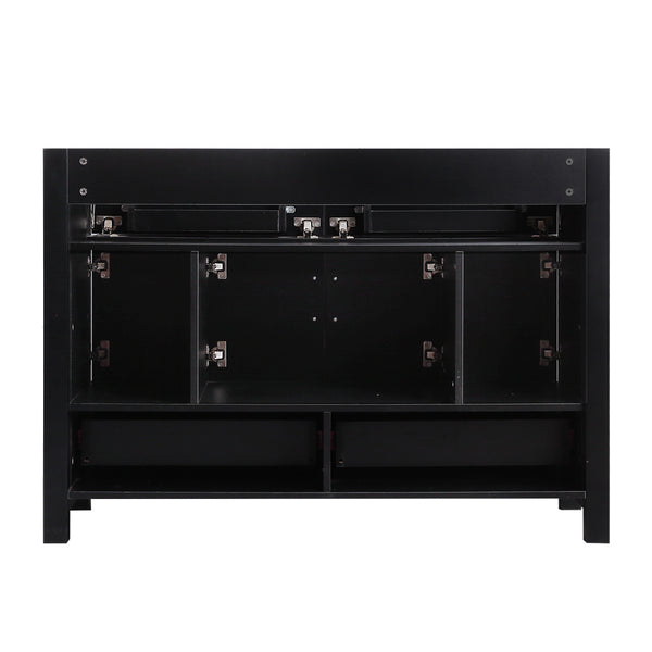 English Elm 48" Matte Black Bathroom Vanity with Ceramic Basin 4 Soft Close Doors and Drawers W3133P281660