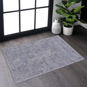 English Elm Maval Blue Washable Doormat Rug 2' X 3' - Soft, Non-Slip, Pet-Friendly, Boho Charm For Any Space B189P189046