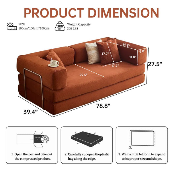 English Elm 2-In-1 Convertible Modular Sofa Bed - Memory Foam Comfort, No Assembly, Space-Saving Design For Any Room P2 W3653P355615-GIGA