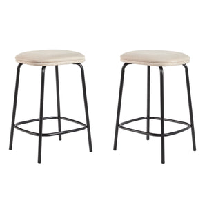 Simple Counter Stool with Upholstered Seat - Set of 2 Ivory MUTD7DIV Walker Edison