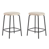 Simple Counter Stool with Upholstered Seat - Set of 2 Ivory MUTD7DIV Walker Edison