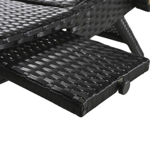 English Elm K&K 80" Outdoor Wicker Chaise Lounge Set of 2 with 2000H UV Wicker, Pull-Out Side Table, 4-Position Recliner Black WF321204AAB