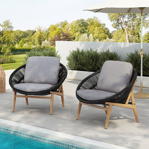 English Elm Christopher Knight Home® - Cyril Outdoor Papasan Lounge Chair Set Of 2 - Dark Grey Wicker & Soft Cushions For Ultimate Comfort N775P290578G-S2