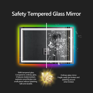 English Elm 60X30 Frameless Led Smart Bathroom Mirror With Rgb Backlight, Anti-Fog & Dimmable Lighting Features T3757P347010