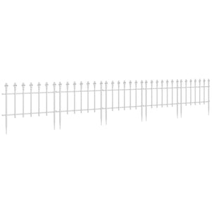 English Elm Outsunny White Powder Coated Steel Garden Border Fence Panels Flexible Landscape Edging W2225P174528