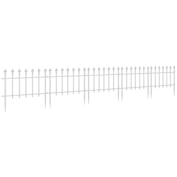English Elm Outsunny White Powder Coated Steel Garden Border Fence Panels Flexible Landscape Edging W2225P174528
