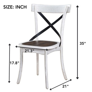 English Elm [Set Of 2] Rustic Farmhouse Dining Chairs With Metal X-Back, Solid Wood, Vintage Style For Any Space W2537P211113-GIGA