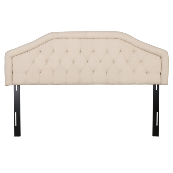 English Elm Christopher Knight Home® - Tufted Upholstered Headboard King Size with Adjustable Metal Legs, Slim Profile, Durable Fabric Finish Beige 56883.00LNN