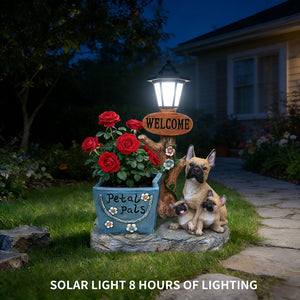 English Elm Labrador Solar Garden Statue with Led Glow and Built-in Succulent Planter Basin W5398P464246