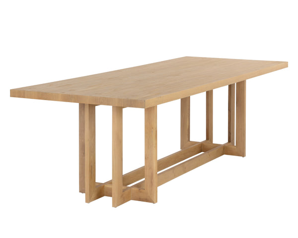 Sunpan Disera 96" Handcrafted Dining Table with Elegant Linear Base and Rich Wood Detail for Any Space Natural