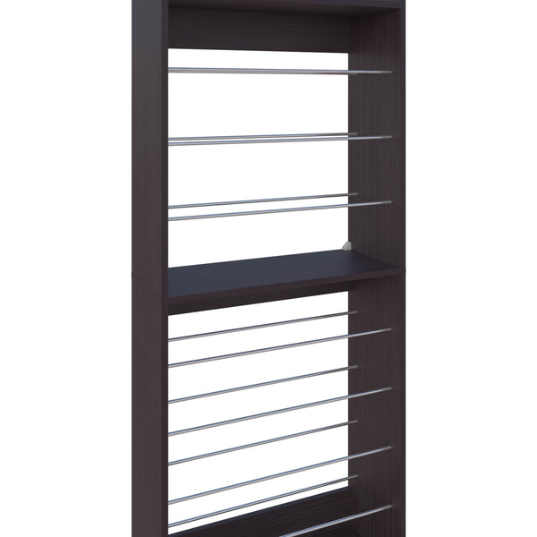 English Elm Wengue Tall Open Shoe Rack with 9 Spacious Shelves, Metal Rails, Sturdy Wood Frame, Modern Appeal B062P323162