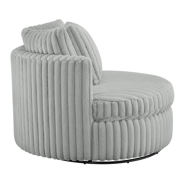 English Elm Mindy Ultra Plush Oversized Swivel Barrel Chair in Grey — Wide-Wale Cord Fabric, Fully Assembled Comfort B050P390589