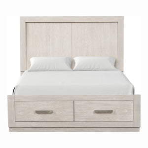 English Elm King Platform Bed Set with Led Headboard Oak Veneer Storage and Two Nightstands B2741S00863