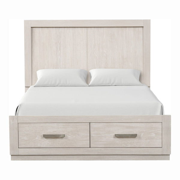 English Elm King Platform Bed Set with Led Headboard Oak Veneer Storage and Two Nightstands B2741S00863