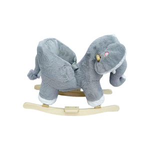 English Elm Kids Elephant Plush Rocking Toy with Sound Button Safety Belt and Sturdy Steel Frame W3723P374146