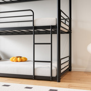 English Elm Triple Triple Twin Bunk Beds Metal Frame Triple-Deck Twin Over Twin Over Twin with 2 Ladders, Full Rail Safety, Space-Saving Design W840P209935