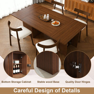 English Elm 78 Inch Rectangular Dining Set Seats 4 Wood Veneer Mdf Table with Storage Base W2700S00110