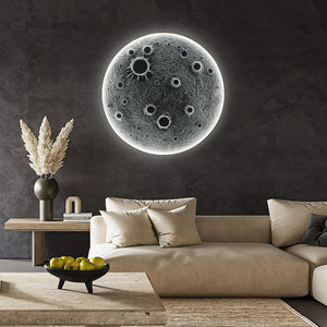 English Elm 40-Inch Resin Moon Wall Light with Remote Dimmable LEDs, 38W Main 15W Night, Meteorite Texture W2869P410964