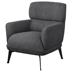 English Elm 1pc Modern Transitional Upholstered Crescent Arm Accent Chair with Rounded Track Arms and Metal Legs Black,Grey 35 L x 31.25 W x 29 H B011P306685