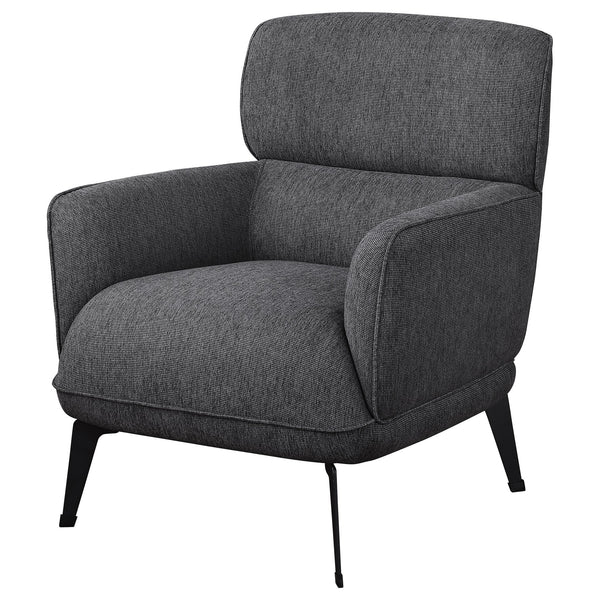 English Elm 1pc Modern Transitional Upholstered Crescent Arm Accent Chair with Rounded Track Arms and Metal Legs Black,Grey 35 L x 31.25 W x 29 H B011P306685