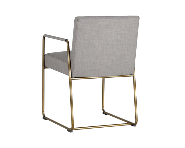 Sunpan Balford Dining Armchair - Elegant Mid-Century Design with Comfortable Seat and Antique Brass Frame Arena Cement