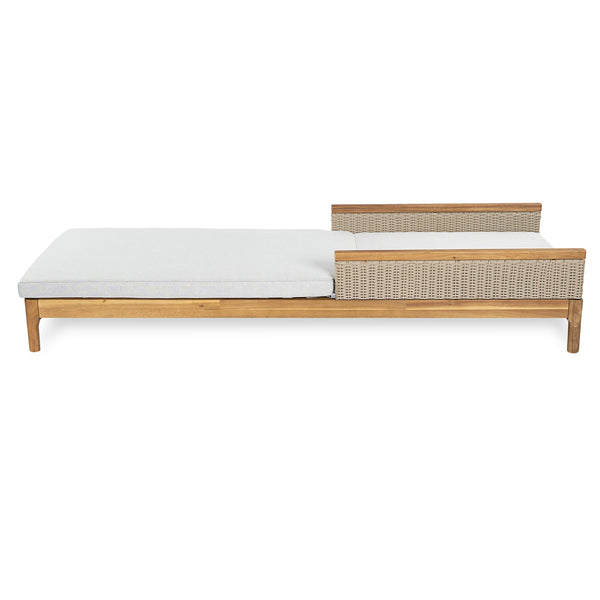 English Elm Solid Acacia Wood Outdoor Chaise Lounger Wicker Armrests Four Position Poolside N762P392954E