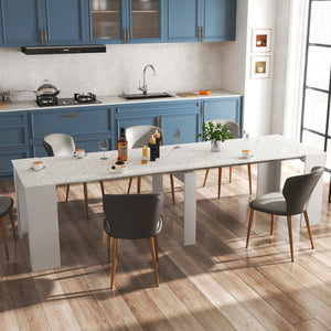 English Elm Multifunctional Extendable Console Table Up to 118.5in — Space-Saving Modern Desk to Dining Table W331P250559