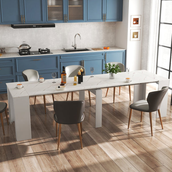 English Elm Multifunctional Extendable Console Table Up to 118.5in — Space-Saving Modern Desk to Dining Table W331P250559